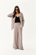 Pantaloni largi din in Cold Champagne