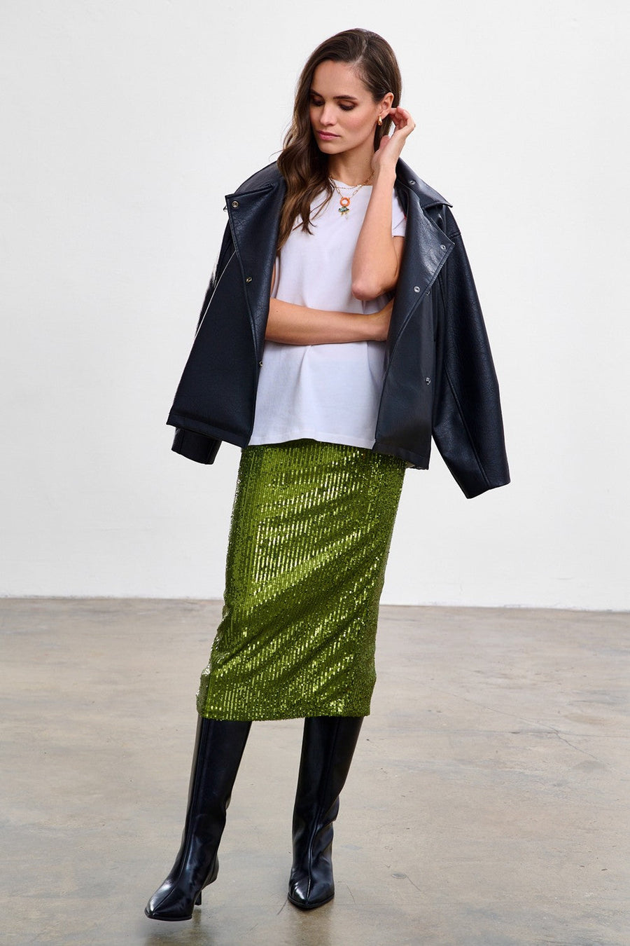 Rochie cu paiete Frosted Matcha