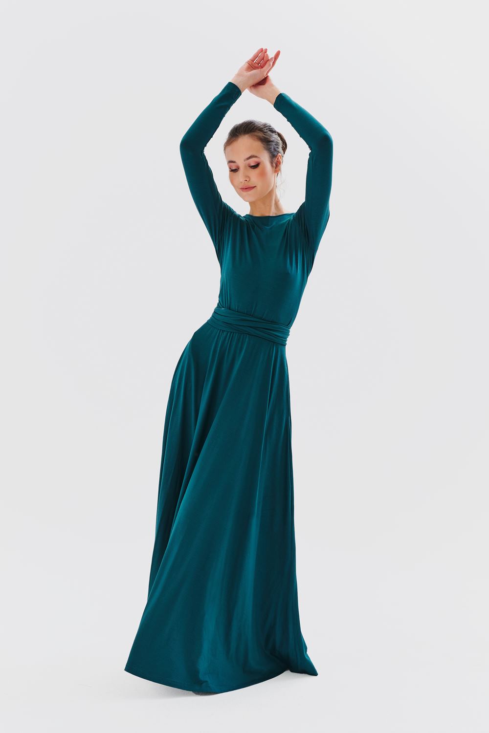 Forest Dream infinity maxi dress with long sleeves