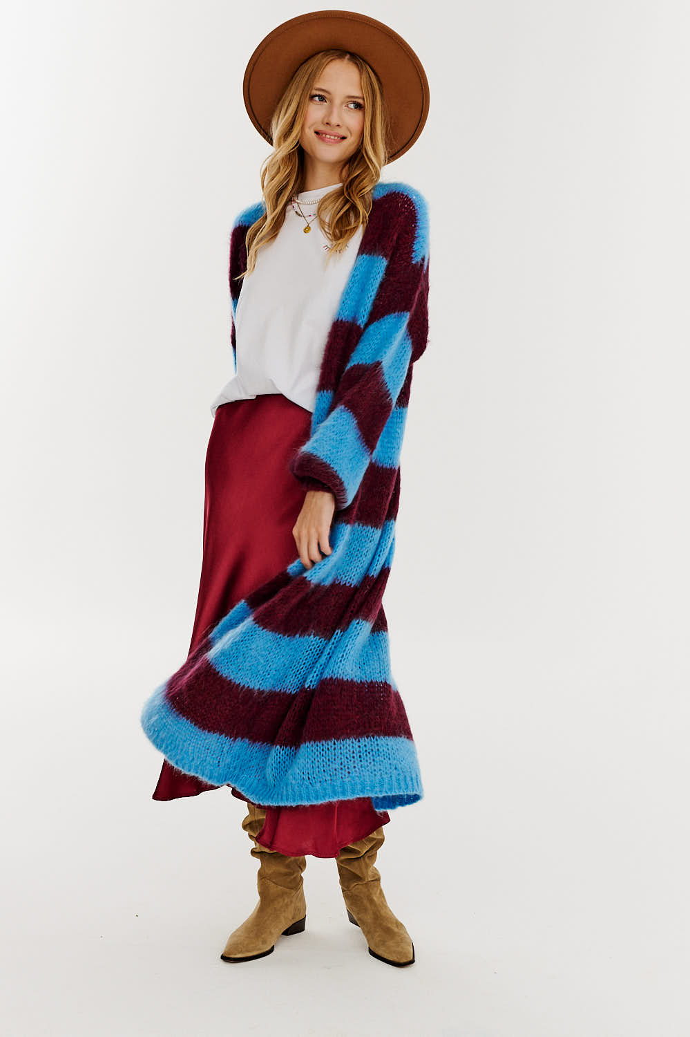 Lange Vest in Midnight Merlot