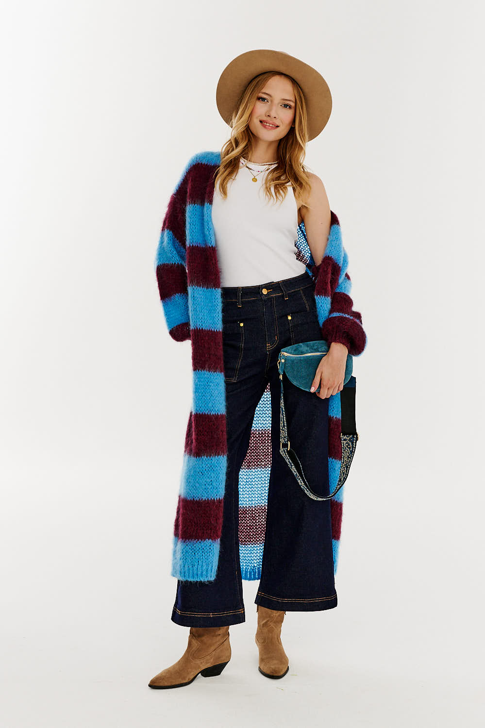 Lange Vest in Midnight Merlot