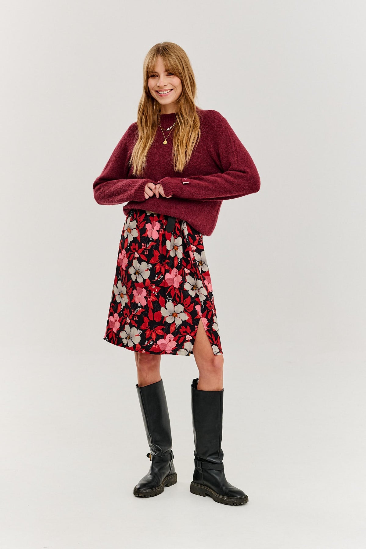 Burgundy Bliss Halber Rollkragenpullover