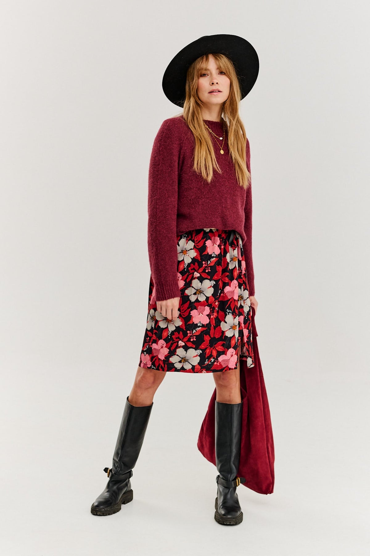 Burgundy Bliss Halber Rollkragenpullover