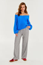Blauer Mirage-Mohairpullover