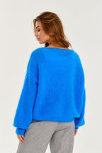 Blauer Mirage-Mohairpullover