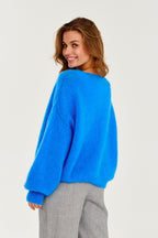 Blauer Mirage-Mohairpullover