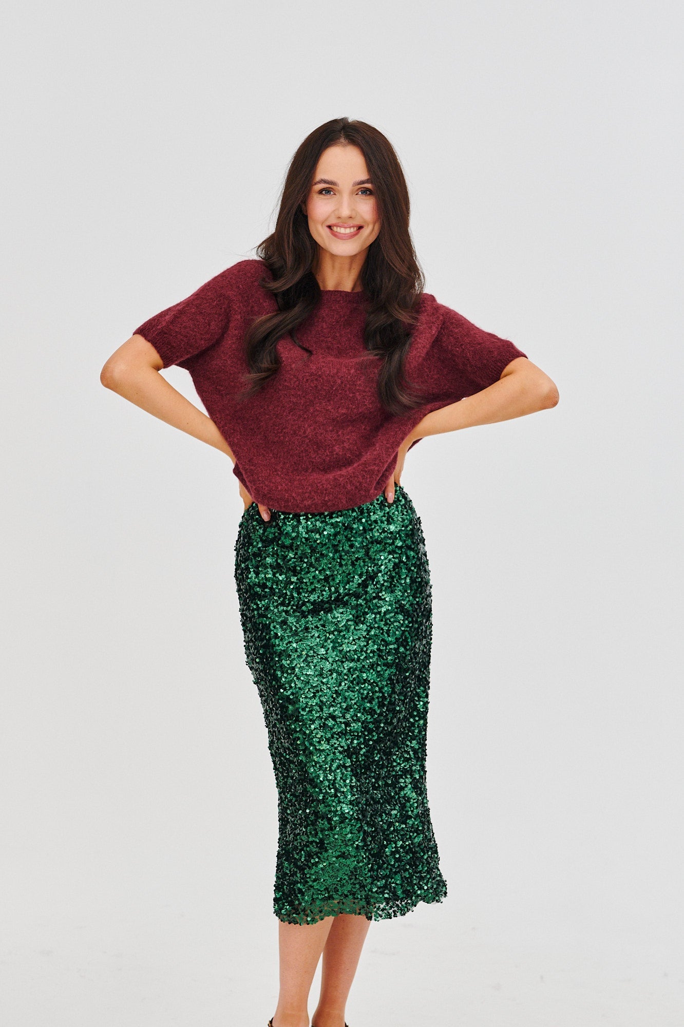 Fustă cu paiete Emerald Glam