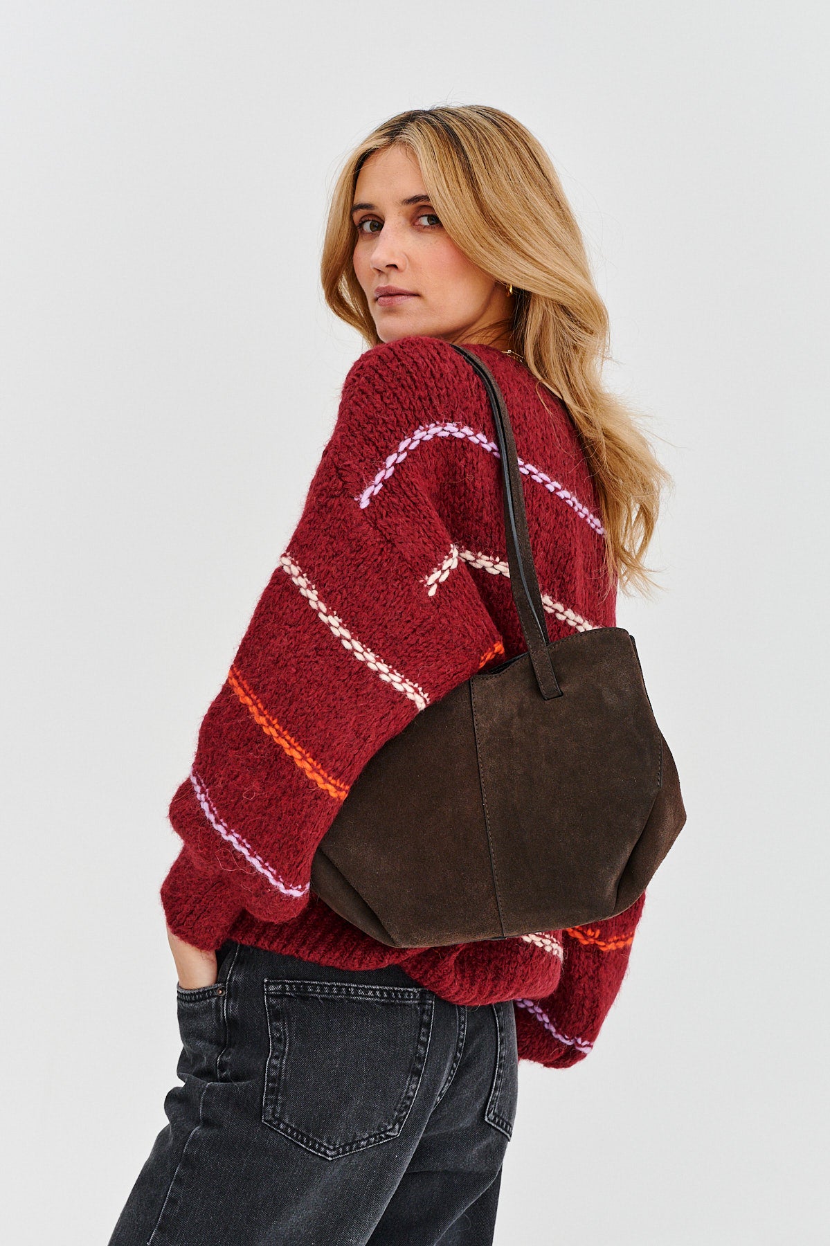 Chocolate Glow leather shopper bag