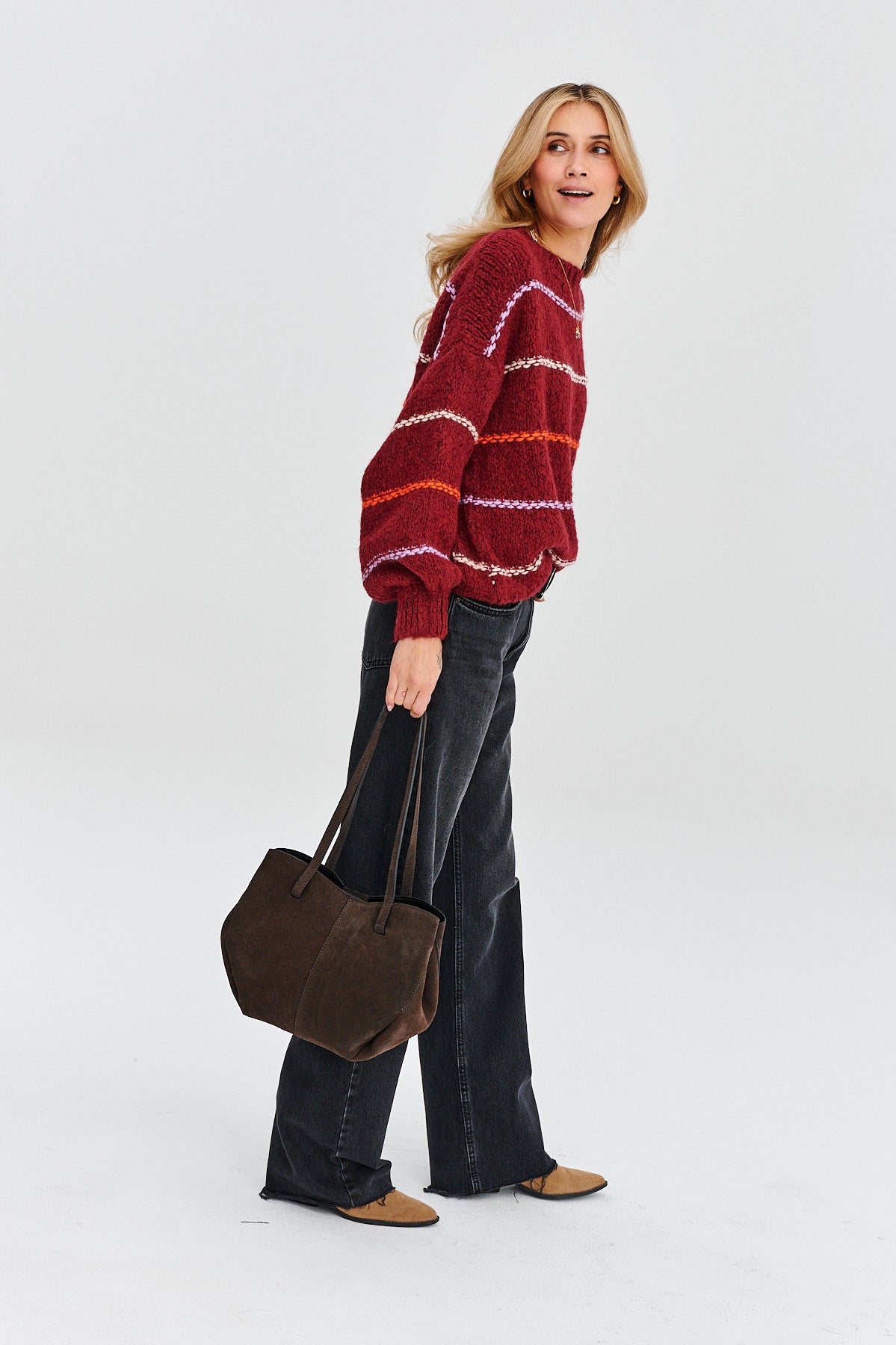 Chocolate Glow leather shopper bag