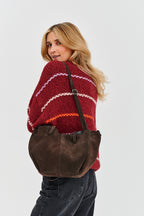Chocolate Glow leather shopper bag
