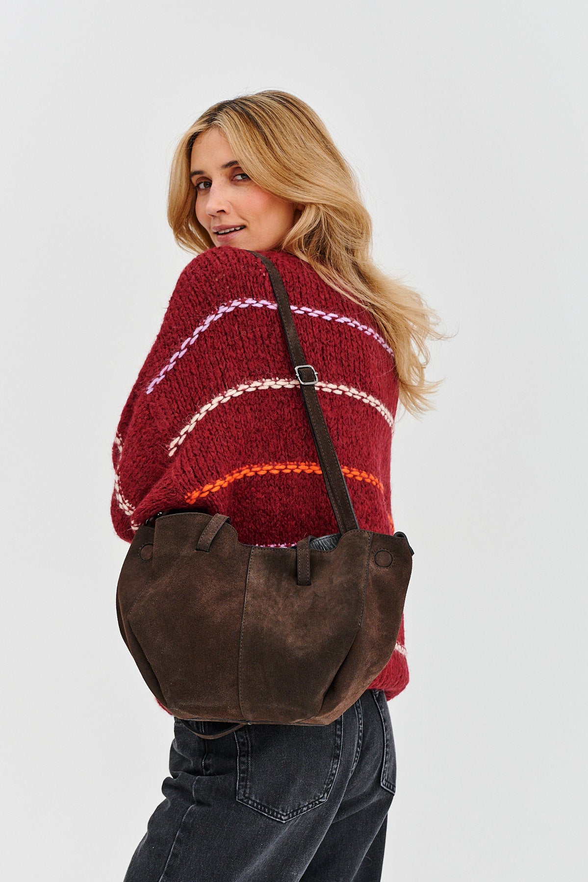 Chocolate Glow leather shopper bag
