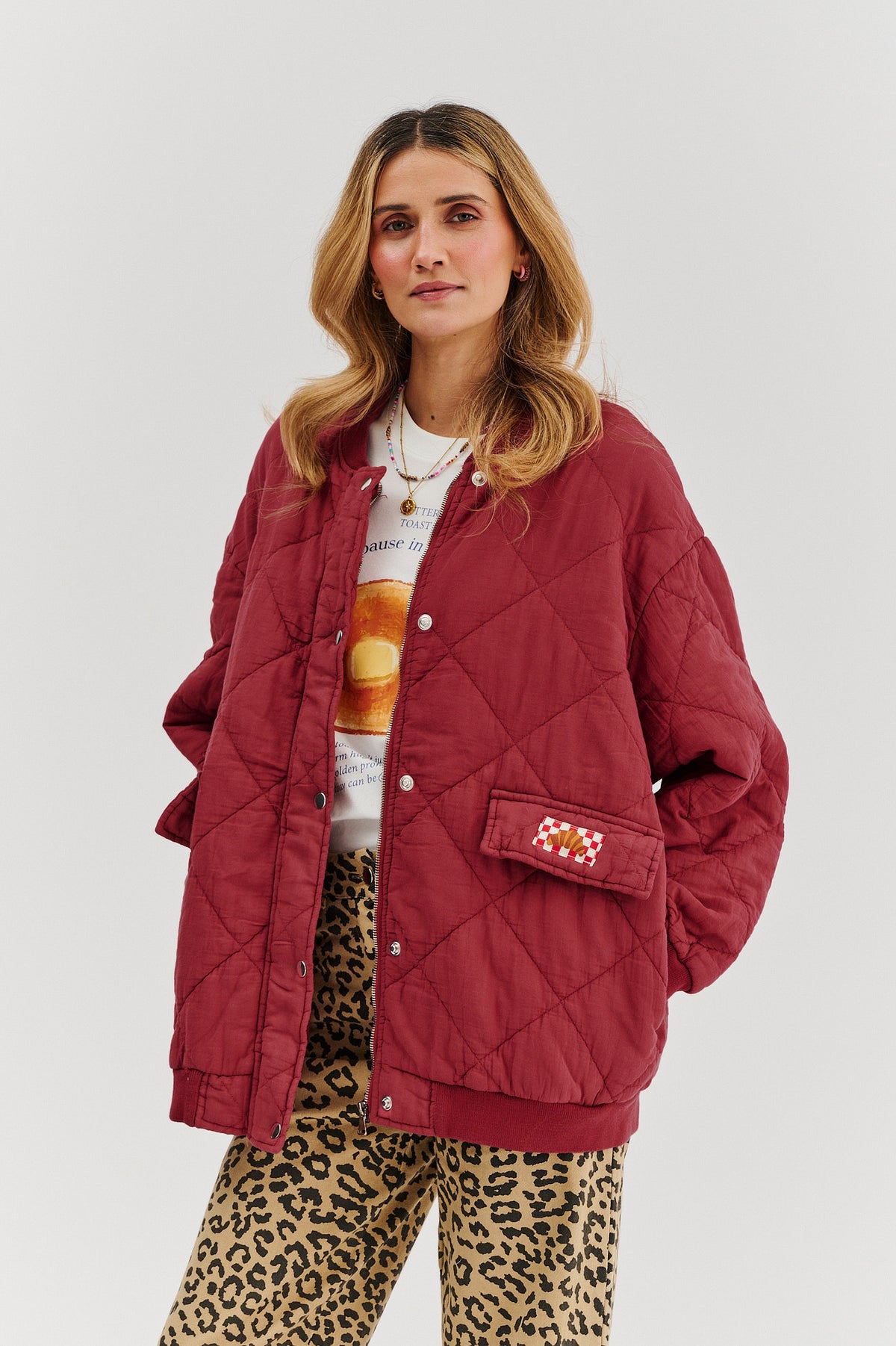 Gesteppte Bomberjacke in rauchigem Rosa