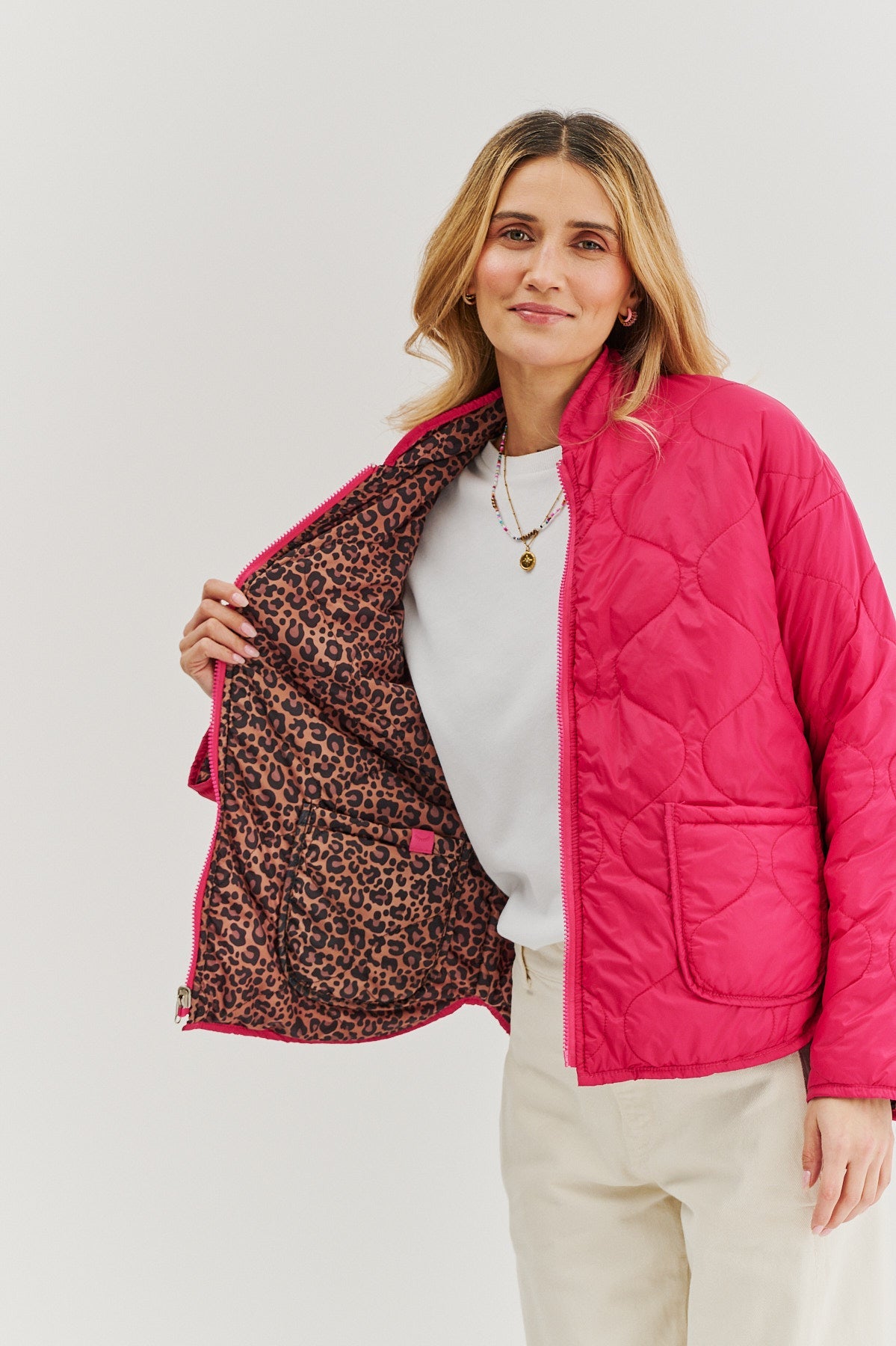 Geacă reversibilă Pink Cheetah