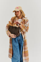 Chocolate Glow leather shopper bag