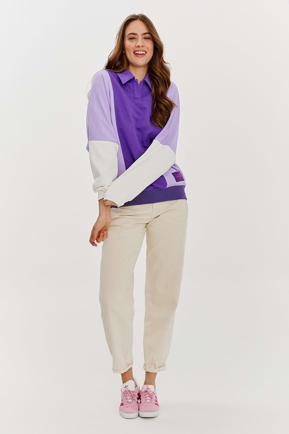 Sudadera tipo polo ciruela mística
