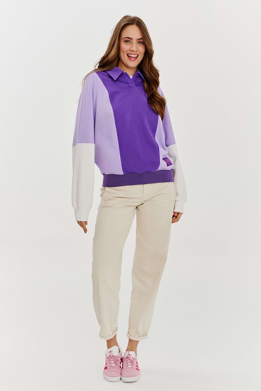 Sudadera tipo polo ciruela mística
