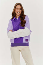 Sudadera tipo polo ciruela mística