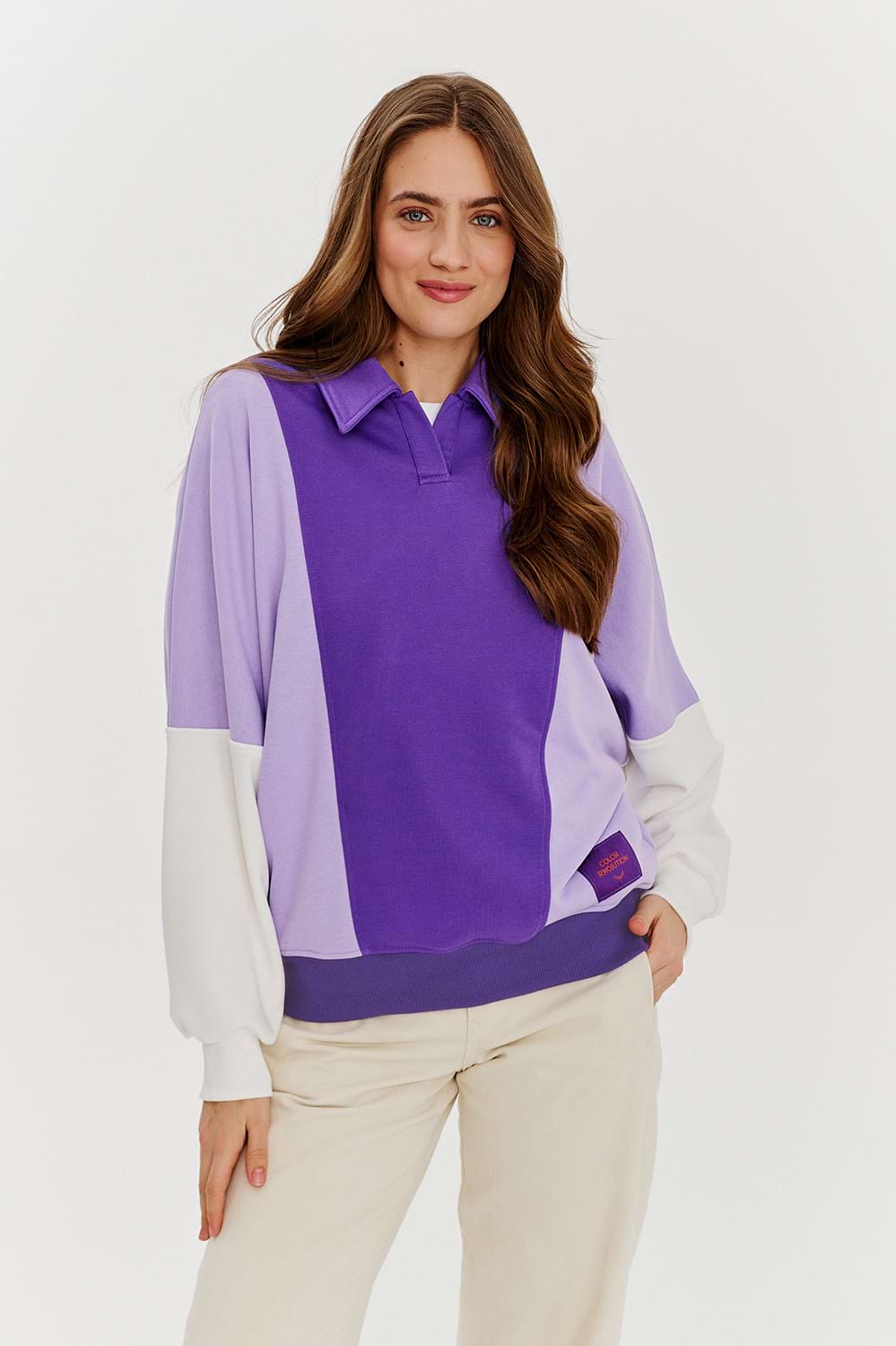 Sudadera tipo polo ciruela mística