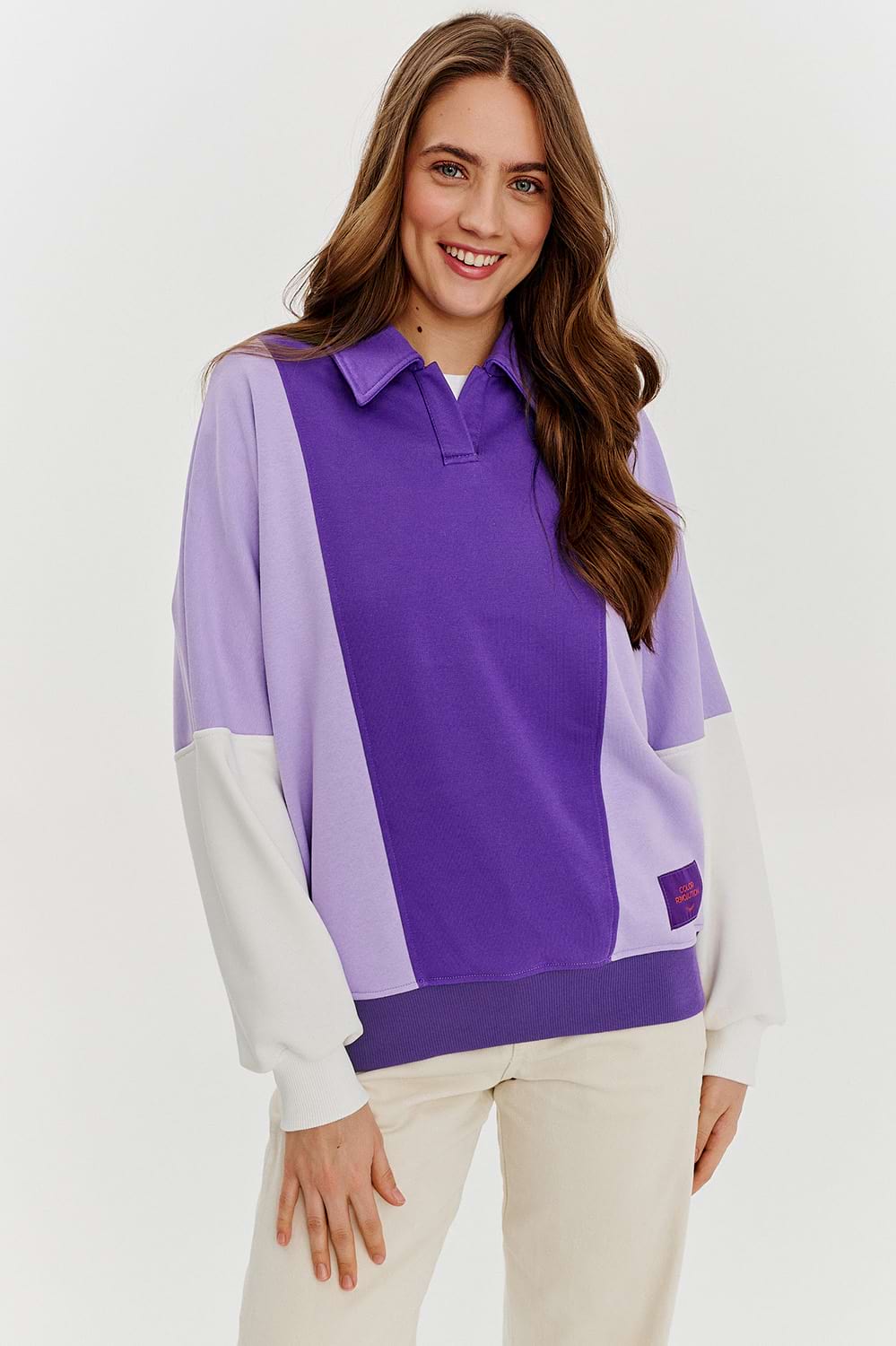 Sudadera tipo polo ciruela mística