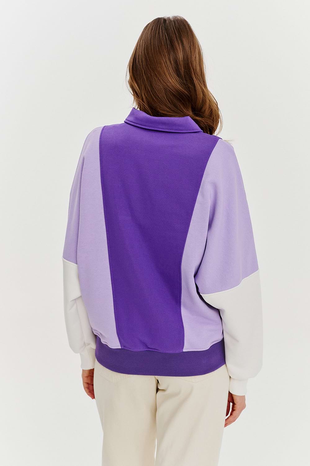 Sudadera tipo polo ciruela mística
