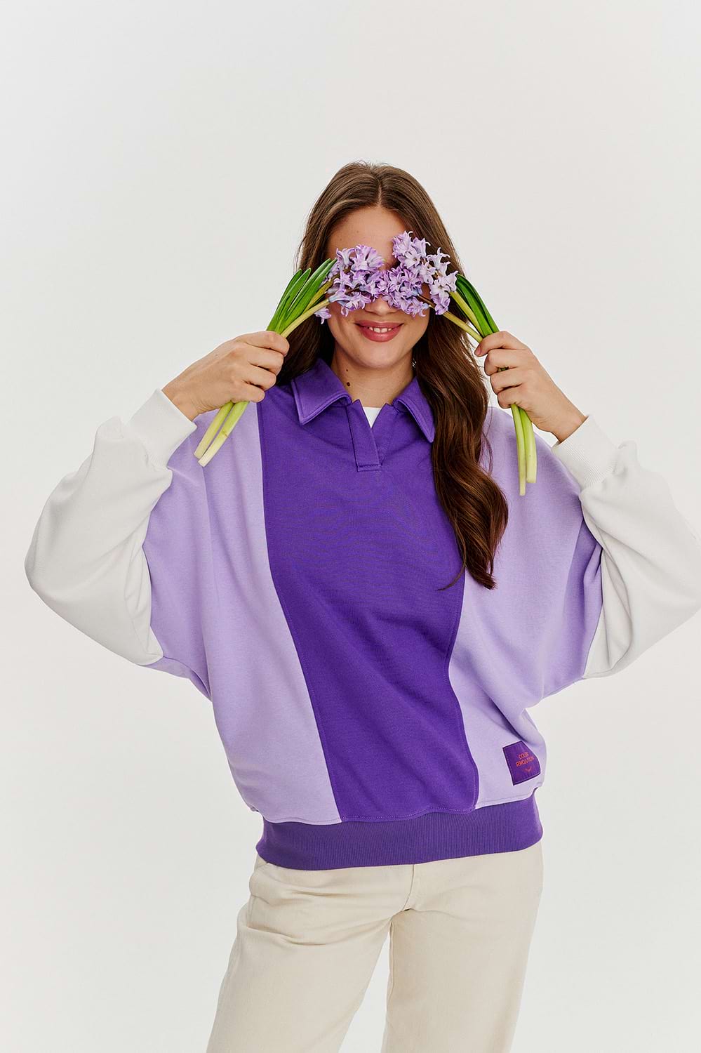 Sudadera tipo polo ciruela mística