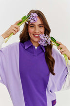 Sudadera tipo polo ciruela mística