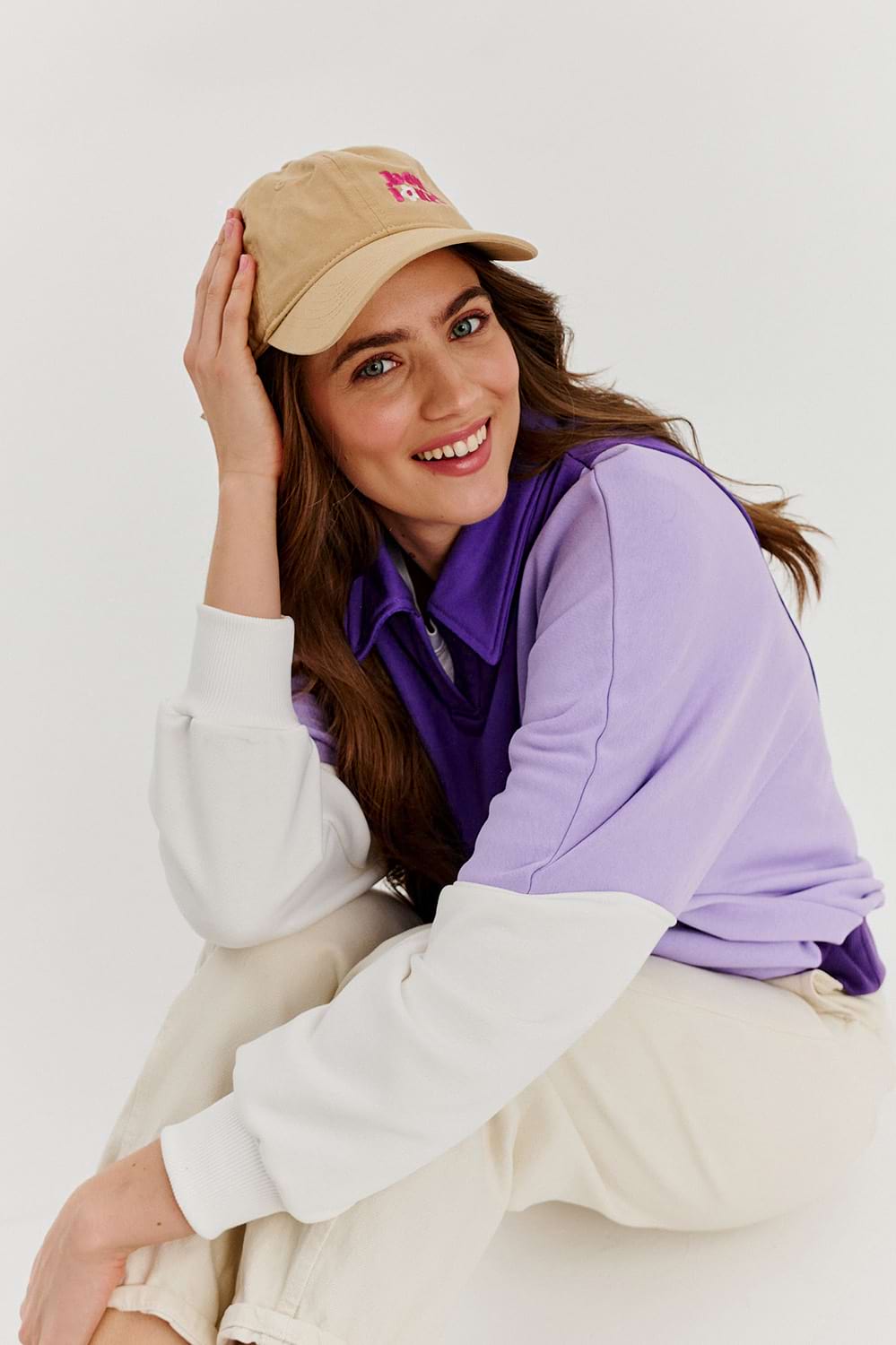 Sudadera tipo polo ciruela mística