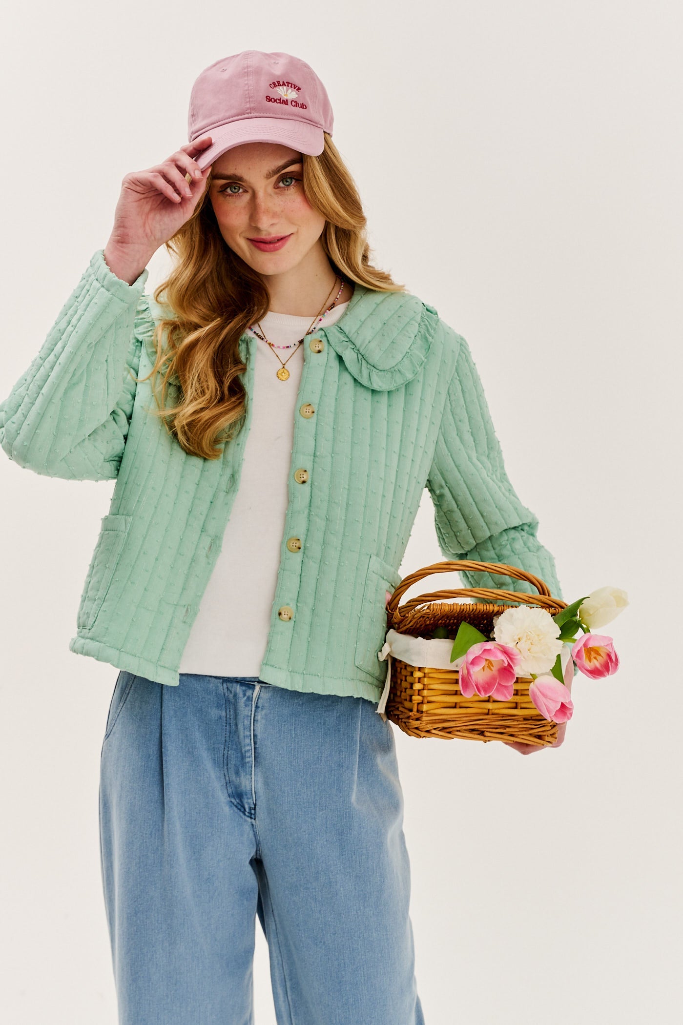 Pistacieblush let vatteret jakke