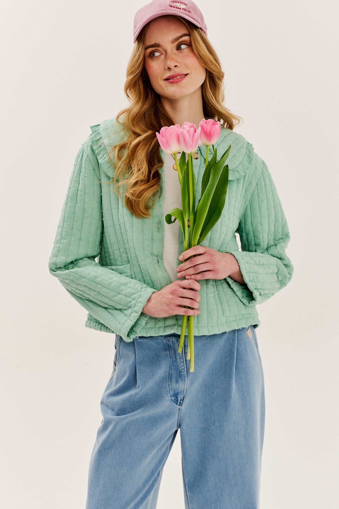 Pistacieblush let vatteret jakke
