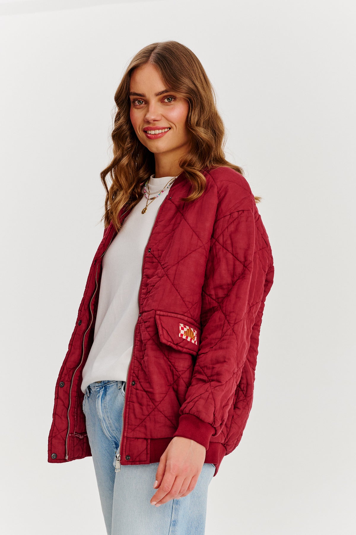 Gesteppte Bomberjacke in rauchigem Rosa