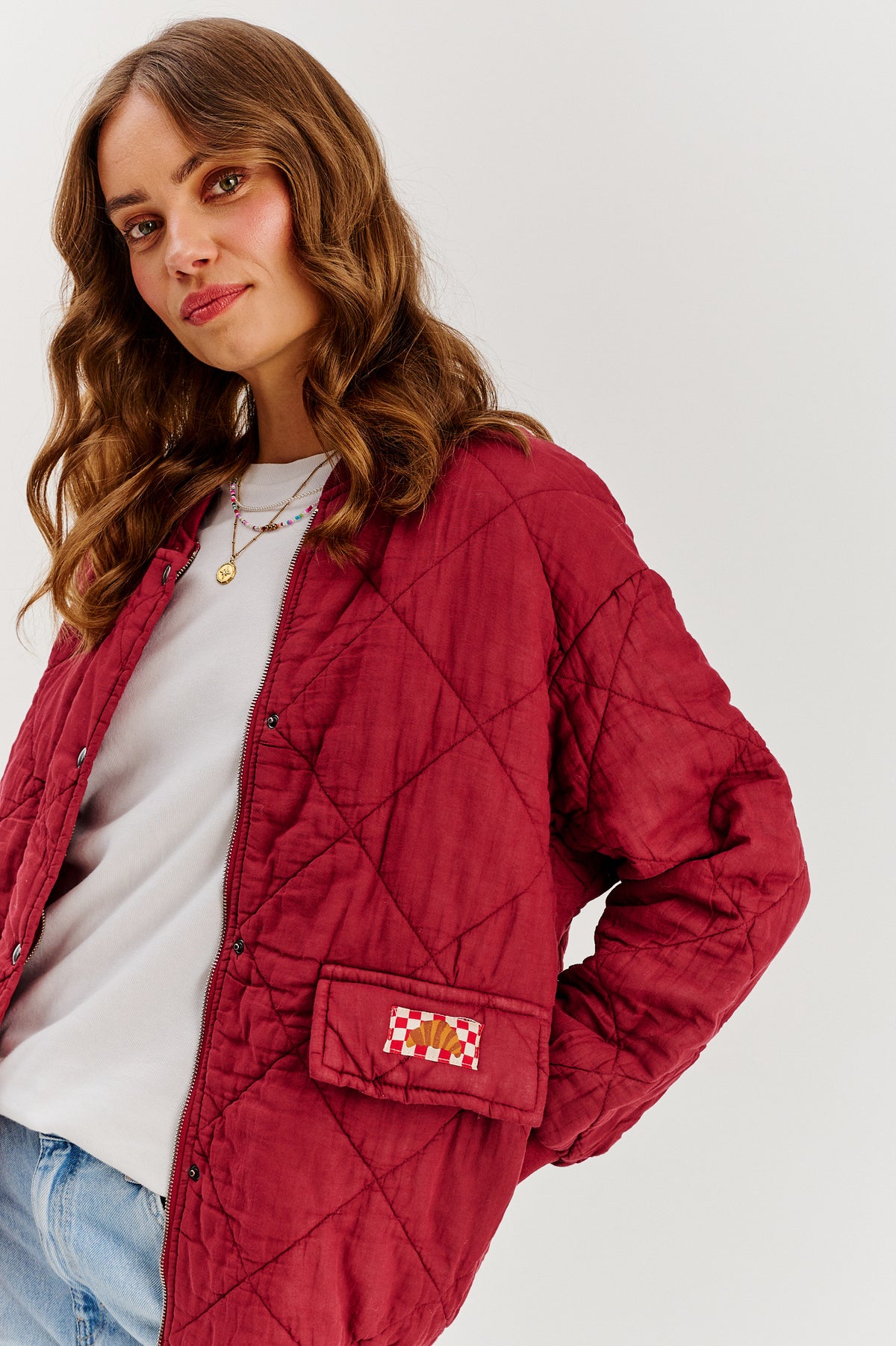 Gesteppte Bomberjacke in rauchigem Rosa
