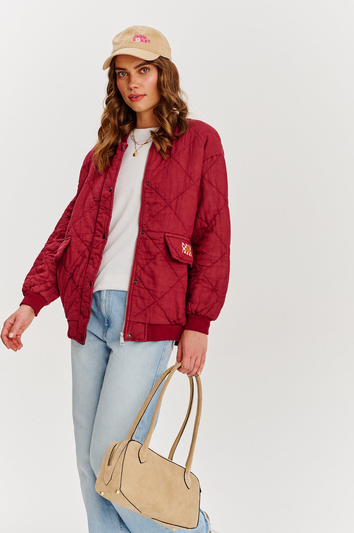 Gesteppte Bomberjacke in rauchigem Rosa