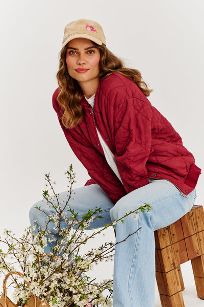 Smoky Blush quilted bomber –