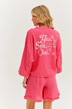 Pantaloni scurți din in Pink Sands