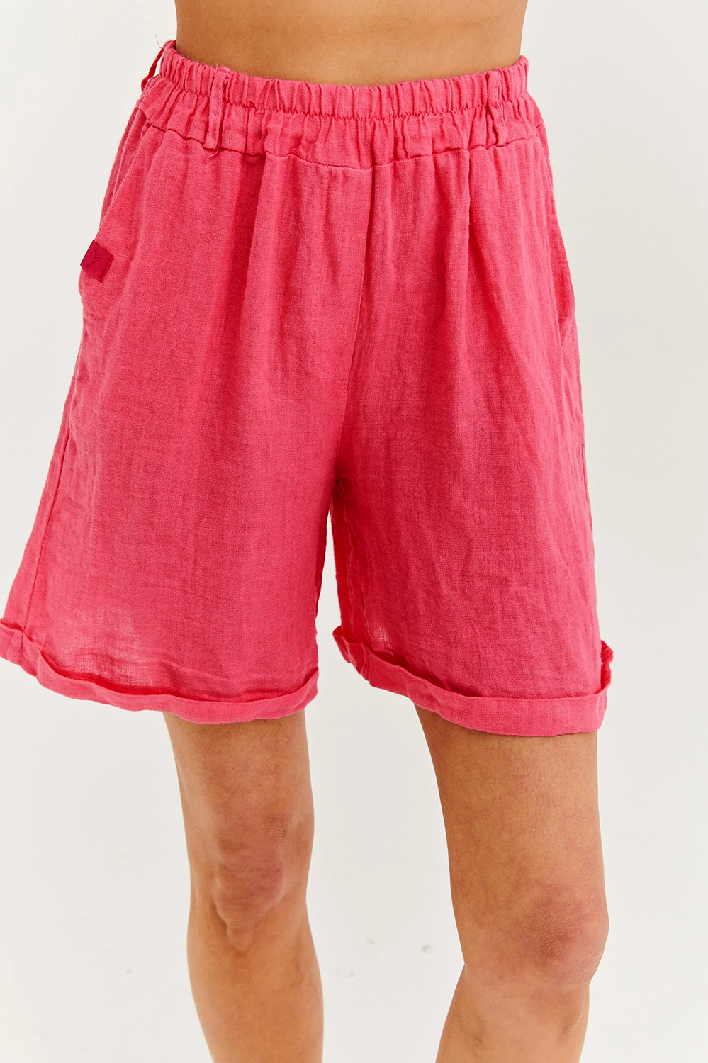 Pantaloni scurți din in Pink Sands