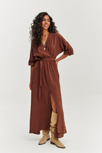 Rochie lungă Earth Dancer cu legare