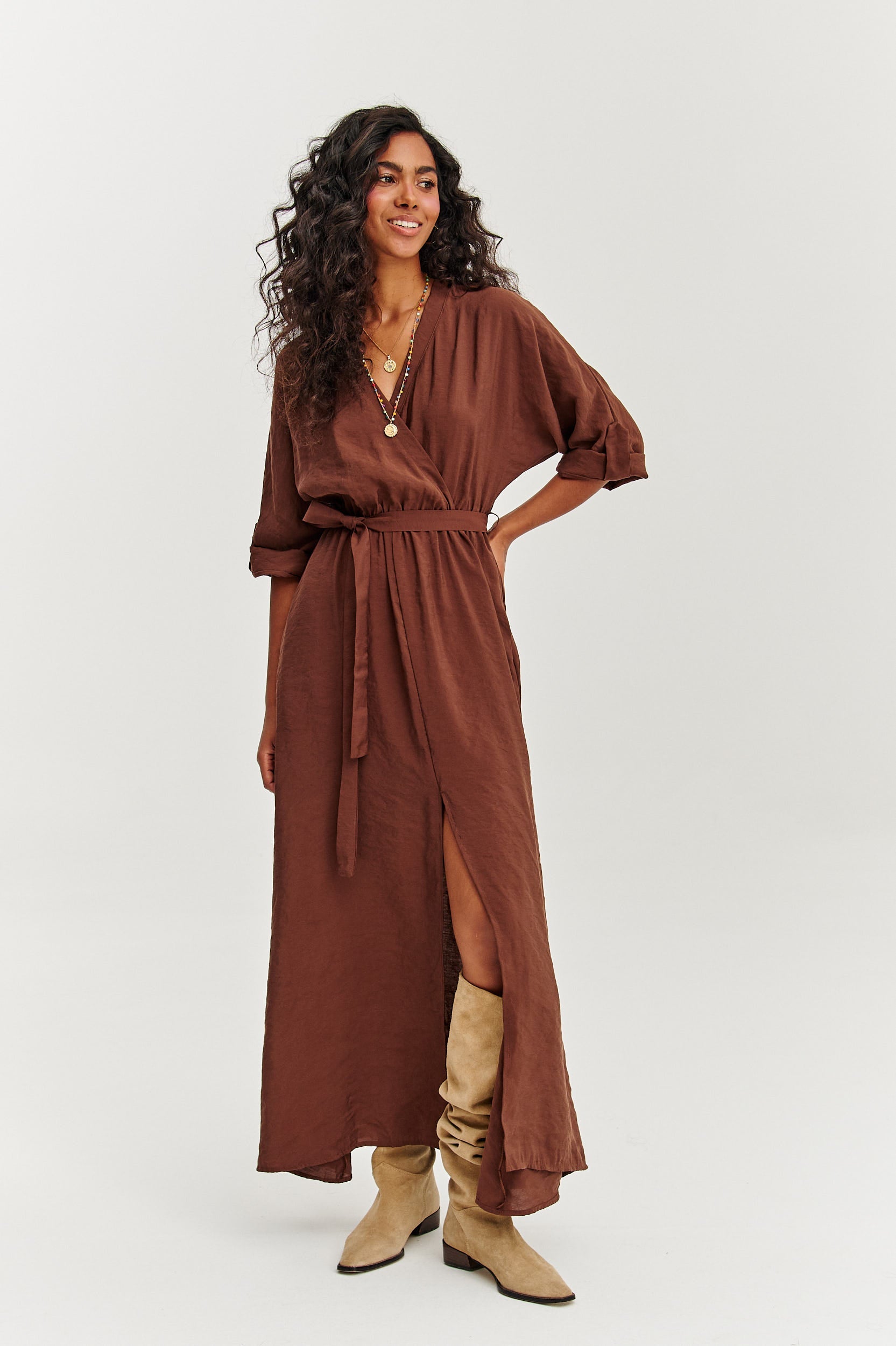 Rochie lungă Earth Dancer cu legare