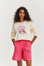 Pantaloni scurți din in Pink Sands