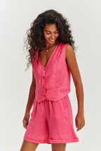 Pantaloni scurți din in Pink Sands