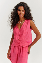 Vestă din in Pink Sands