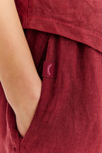 Pantaloni largi din in Dusty Wine
