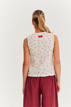 Berry Drop linen vest