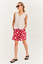 Berry Drop linen vest