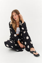 Pantalon large à pois chanceux