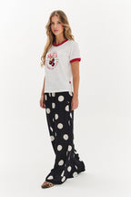 Pantalon large à pois chanceux