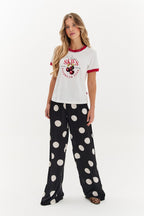 Pantalon large à pois chanceux
