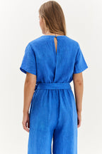 Blue Margarita linen jumpsuit