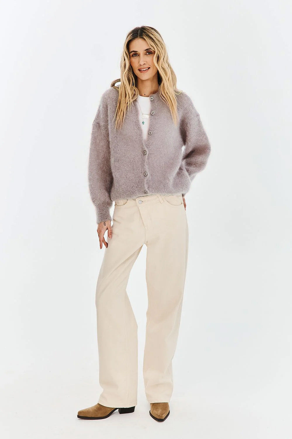 Kardigan Oatmeal Latte Mohair