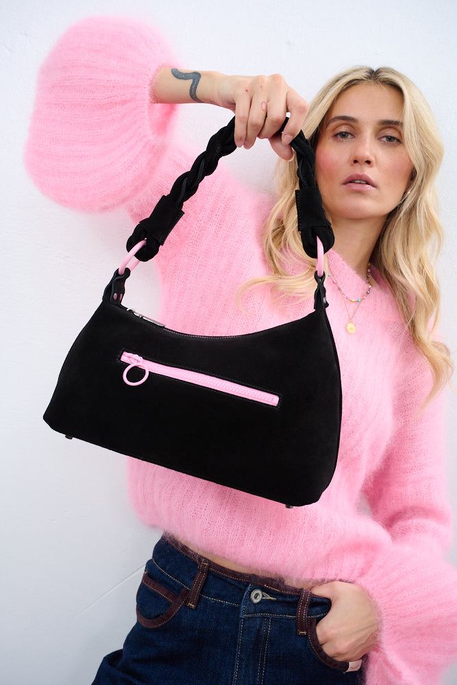 Geantă din piele întoarsă Rebel Pink