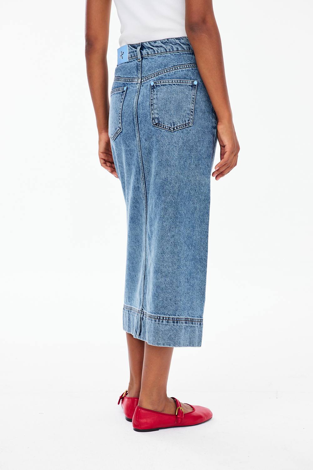 Blue Tale Midi Denim Skirt